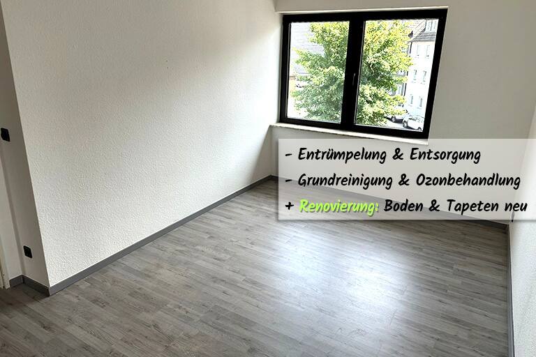 Notrettung: Messie Wohnung Entrümpelung - Es wurden alle Flaschen entsorgt, jeglicher Müll beseitigt, mit die Wohnung mit Ozon behandelt und anschließend sowohl Boden als auch Tapeten renoviert und somit erneuert. Die Wohnung ist nun wieder in einem vermietbaren Zustand.